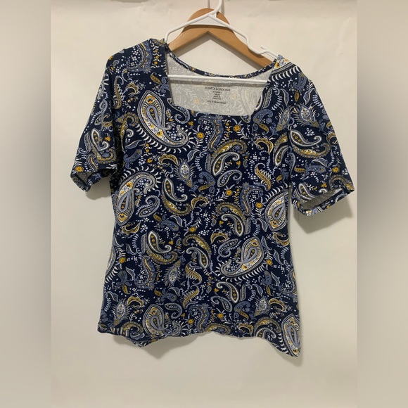 Jessica London Tops - Jessica London Navy Paisley Short Sleeve Top
